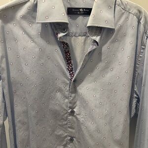 Stone Rose Blue Casual Button Down Shirt